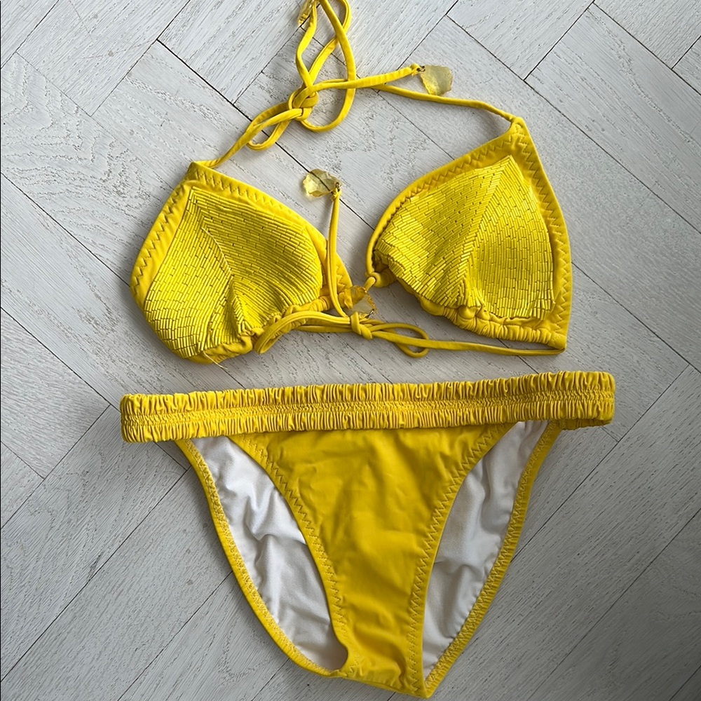 Red Carter Vibrant Yellow Bikini Set